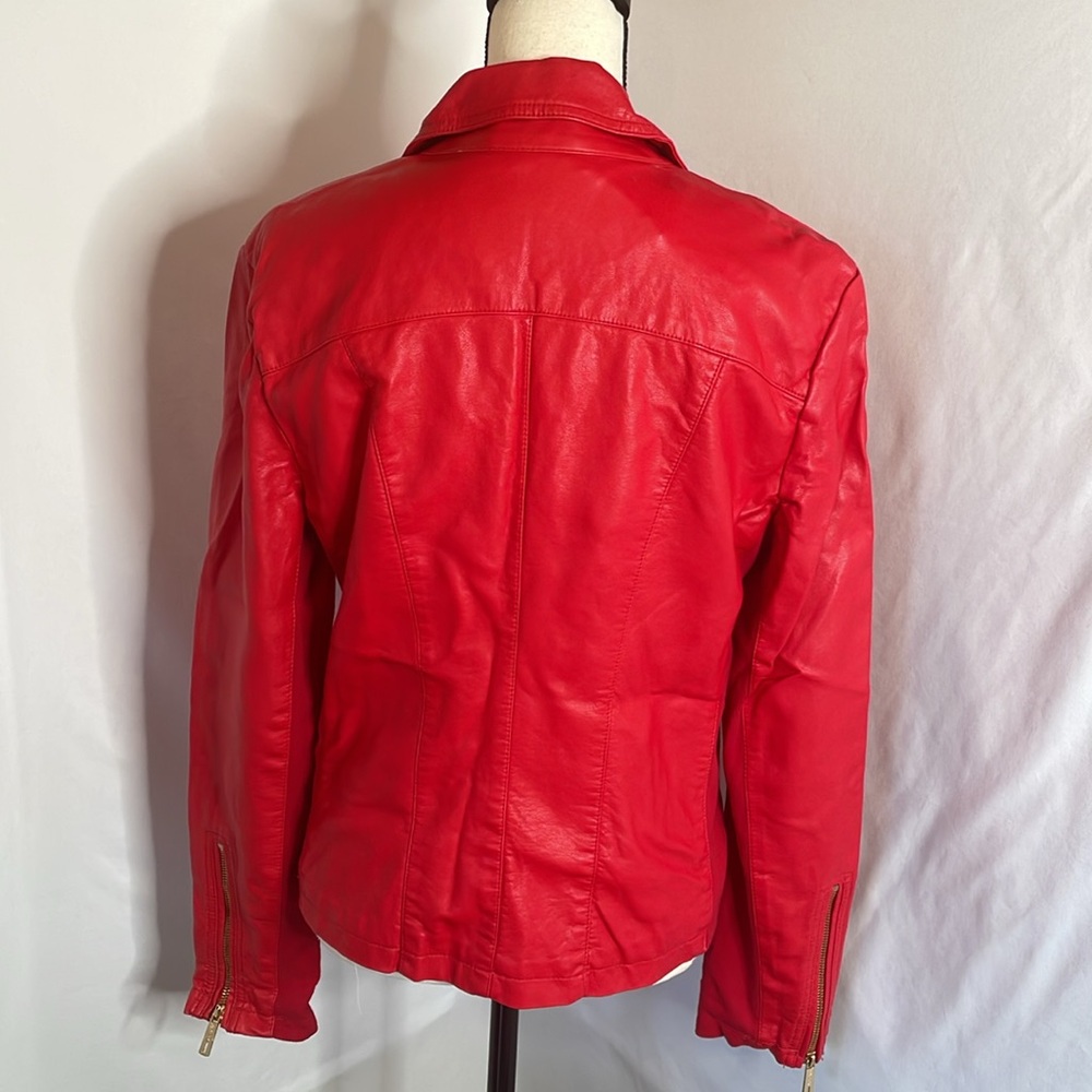 Kenneth Cole reaction red vegan jacket size large red hardware - Picture 4 of 12
